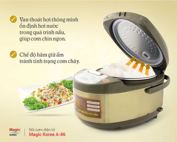 Nồi cơm điện tử Magic 1.8 lít A-86 ủ cơm nóng đến 24h